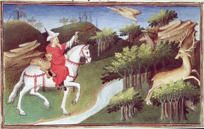 Ms Fr 2810 f.31v, Il Gran Khan libera la sua aquila contro una cerva, dal 